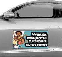 Magnes na samochód reklama magnetyczna 60x30 cm WYNAJEM ZJEŻDŻALNI