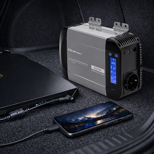 Qoltec przetwornica 12V/230V 300W LCD na Arena.pl