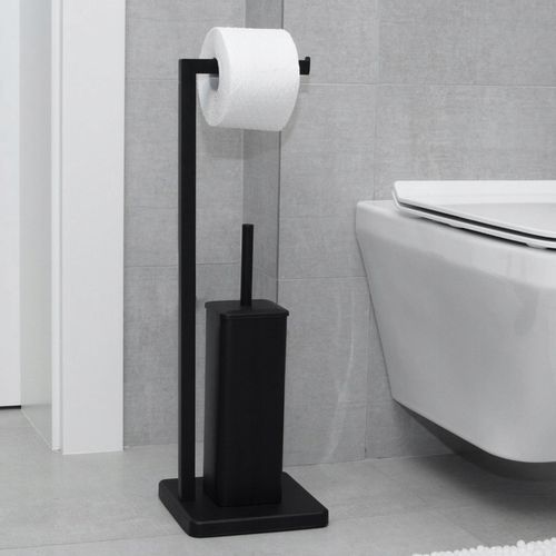 Stojak na Papier Toaletowy Szczotkę WC 2w1 Uchwyt Czarny Mat Łazienkowy na Arena.pl