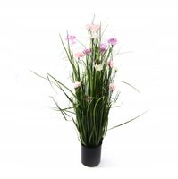 2X SZTUCZNA TRAWA W DONICZCE FEJKA Z KWIATAMI 60CM