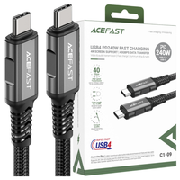 kabel acefast c1-09 usb-c / usb-c usb4 pd3.1 5a 1m - szaro-czarny
