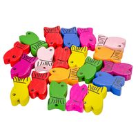 Drewniane koraliki RYBKA ryba 11x19mm mix 20szt.