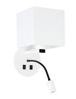 Magnum 1 lampa kinkiet okragły 1x40W E27+3W LED abażur kwadrat biały