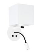 Magnum 1 lampa kinkiet okragły 1x40W E27+3W LED abażur kwadrat biały
