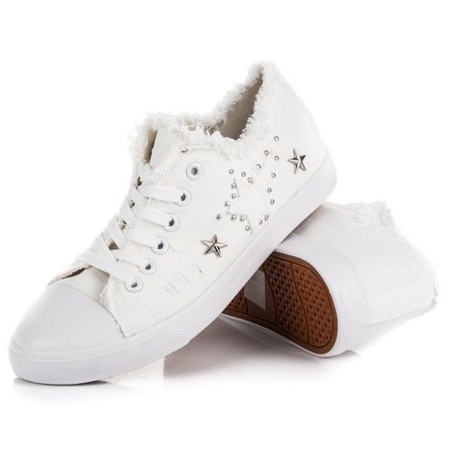 BIAŁE MATERIAŁOWE TRAMPKI Rozmiar - 37 na Arena.pl