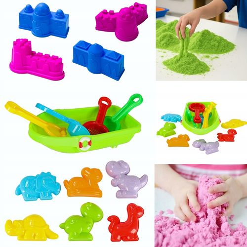 DUZY ZESTAW XXL PIASEK KINETYCZNY 5 KG BASEN ŁOPATKA PIASKOWNICA STATEK na Arena.pl