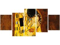 70CM 150CM OBRAZ 5 ELEM POCAŁUNEK WG GUSTAV KLIMT ŚCIENNY