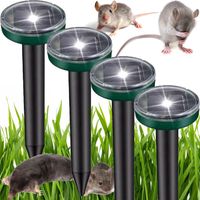 DUŻY Zestaw 4x ODSTRASZACZ na KRETY MYSZY KUNY GRYZONIE SOLARNY ZASIĘG 850M