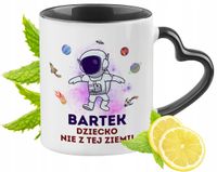 Kubek Czarny Z Uszkiem W Kształcie Serca Dla Bartka Idealny Na Prezent
