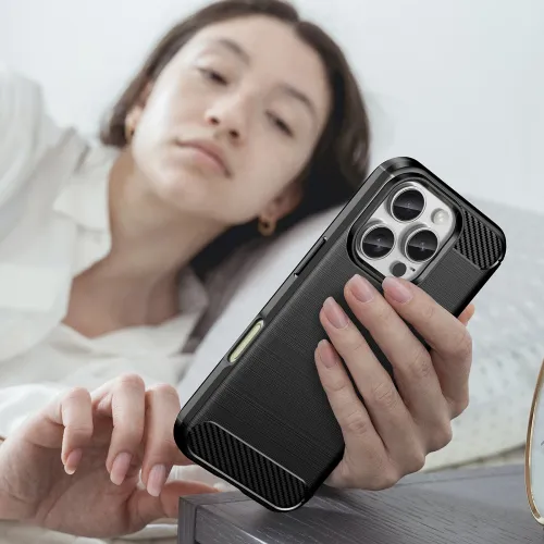 etui silikonowe carbon case do iphone 16 pro - czarne na Arena.pl