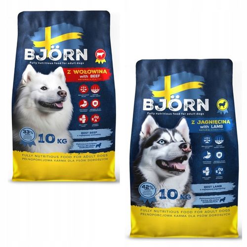 SUCHA KARMA DLA PSA BJORN RÓŻNE SMAKI MIX SMAKÓW 20KG na Arena.pl