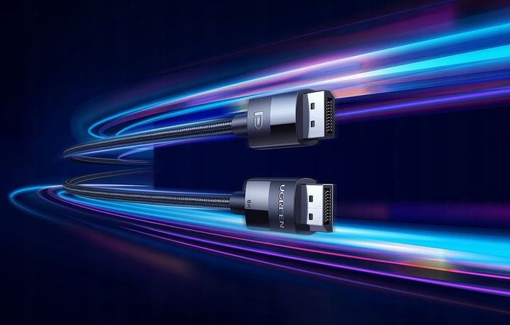 UGREEN KABEL PRZEWÓD VIDEO 2X DISPLAY PORT DP 1.4 8K 60 HZ HDR W OPLOCIE 1M zdjęcie 5