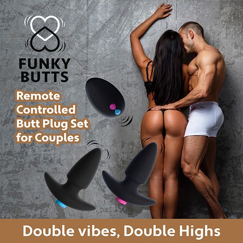 feelztoys   funkybutts remote controlled butt plug set for couples na Arena.pl