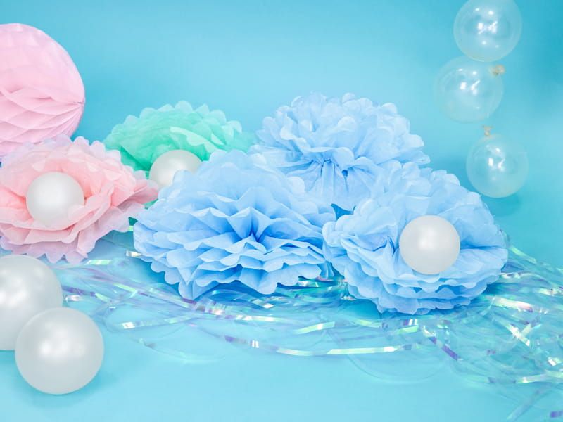 Pompon bibułowy niebieskomglistym 35cm zdjęcie 3