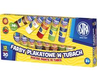farby plakatowe 12 kolorów 30 ml astra