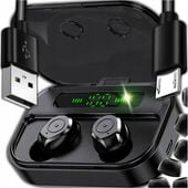 SŁUCHAWKI BEZPRZEWODOWE DOUSZNE BLUETOOTH 5.3 SPORTOWE DOTYKOWE + POWERBANK