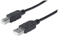 KABEL USB A-B M/M 1,0m USB2.0 Hi-Speed Manhattan czarny 353588