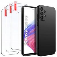 ZESTAW Etui do Samsung A53 5G | Matowe Czarne Silikon Slim +3 SZTUKI SZKŁO