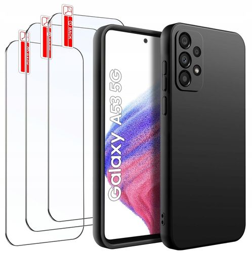 ZESTAW Etui do Samsung A53 5G | Matowe Czarne Silikon Slim +3 SZTUKI SZKŁO na Arena.pl