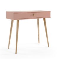 Konsola BOHO z szufladą na wysokich drewnianych nogach + cichy domek - Róż naturalny