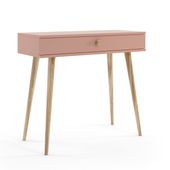 Konsola BOHO z szufladą na wysokich drewnianych nogach + cichy domek - Róż naturalny