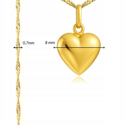 Złoty Łańcuszek Medalik Serce 585 z Grawerem Pamiątka Chrztu Świętego na Arena.pl