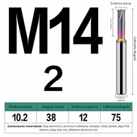 Frez do gwintowania jednoostrzowy Rozmiar: M14x2.0x75L - DLC