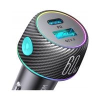 Ładowarka samochodowa 60W PD USB-C USB-A czarna
