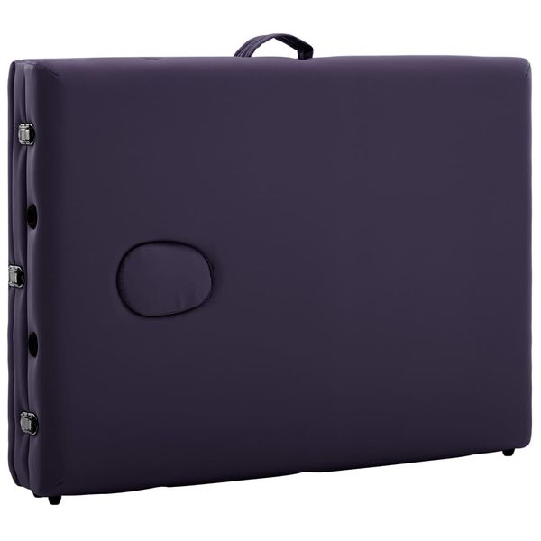 Składany stół do masażu, 3 strefy, drewniany, fioletowy zdjęcie 7