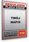 Tabliczka znak informacyjny 40x30 Srebrna REGULAMIN PLACU ZABAW Nierdzewna