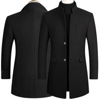 Płaszcz męski krótki ze stójką jesienny elegancki czarny jednorzędowy