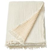 IKEA VALLKRASSING Koc Pled Narzuta bawełna 150 cm x 200 cm kremowy