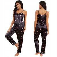 PIŻAMA DAMSKA SATYNOWA KOMPLET SPODENKI TOP DWUCZĘŚCIOWA NIE PRZEŚWITUJE M