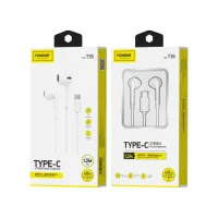foneng słuchawki przewodowe t36 usb-c z mikrofonem 1.2m biały