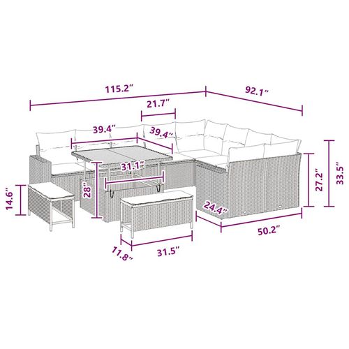 Zestaw Sof na Ogród 12 pcs Czarny polirattan na Arena.pl