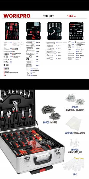 Zestaw narzędzi w walizce aluminiowej 1050 elementów walizka na kółkach zdjęcie 9