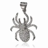 DELIKATNY RODOWANY SREBRNY WISIOREK PAJĄK PAJĄCZEK BIAŁE CYRKONIE