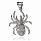 DELIKATNY RODOWANY SREBRNY WISIOREK PAJĄK PAJĄCZEK BIAŁE CYRKONIE