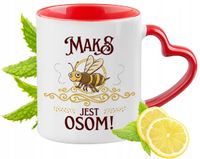 Dla Maksa Kubek Czerwony Z Uszkiem W Kształcie Serca Na Prezent Z Nadrukiem