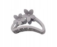 Spinka klamra półokrągła plastikowa dwa kwiatki matowa szara 9cm