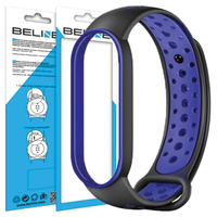 beline pasek design mi band 7/6/5czarno-niebieski /black-blue