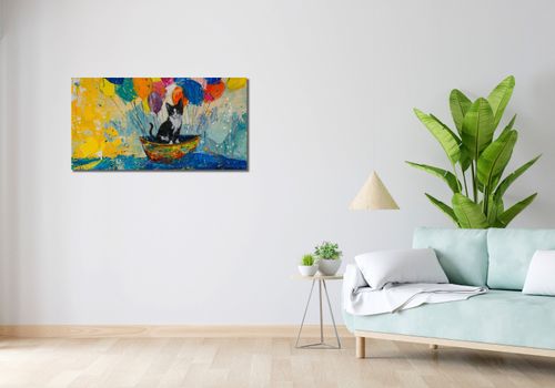 Obraz 100x50cm Kot na Łodzi na Arena.pl