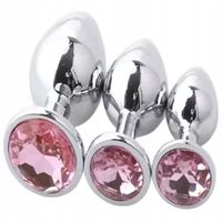 ZESTAW 3 STALOWYCH KORKÓW ANALNYCH RÓŻNE ROZMIARY KORKI ANALNE ANAL PLUG