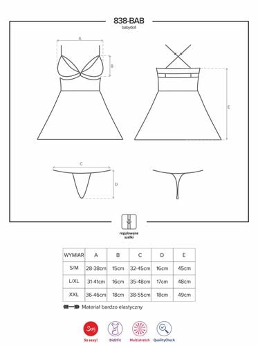 babydoll obsessive czerwony z stringami s/m na Arena.pl