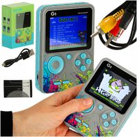 MINI KONSOLA DO GIER PRZENOŚNA RETRO 500 KULTOWYCH GIER USB KLASYCZNA SZARA