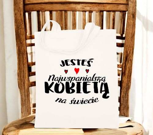 TORBA BAWEŁNIANA PREMIUM NA ZAKUPY Z NADRUKIEM PREZENT DZIEŃ KOBIET na Arena.pl