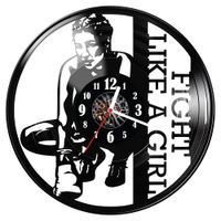 Zegar ścienny z płyty winylowej Fight like a girl 462.14