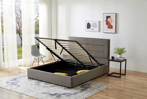 Łóżko tapicerowane szare welur stelaż pojemnik ERGO 140x200 na Arena.pl