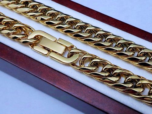 GRUBY ZŁOTY ŁAŃCUCH ŁAŃCUSZEK Z KRZYŻYKIEM STAL CHIRURGICZNA PREMIUM 9MM na Arena.pl