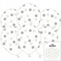 ZESTAW BALONÓW Z NADRUKIEM SZARE KROPKI NA URODZINY DEKORACJA